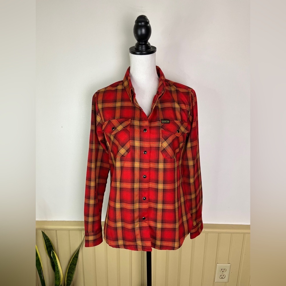 Dixxon JARHEAD Women’s S Red Plaid Flannel Shirt Fitted Button Down Fall Layers